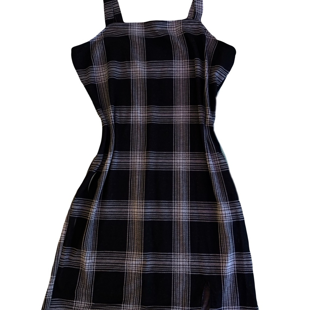 Polly & Esther Checkered Black and Gray Mini Dress